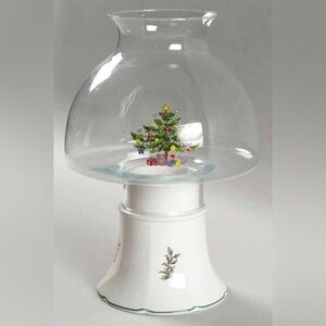 Vintage Nikko Japan | Holiday Christmas Tree Hurricane Lamp & Glass Dome Globe